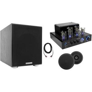 imageBluTube Tube AmplifierHome Theater Receiver2 525quot Black Ceiling SpeakersSub