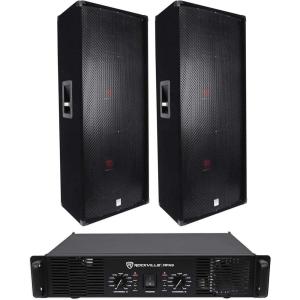 imageRockville 2 RSG1528 Dual 15 PA Speakers RPA9 Power Amplifier Amp