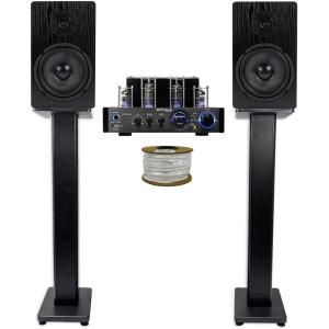 imageRockville BluTube LED Tube Amplifier Amp2 65quot Bookshelf Home SpeakersStands