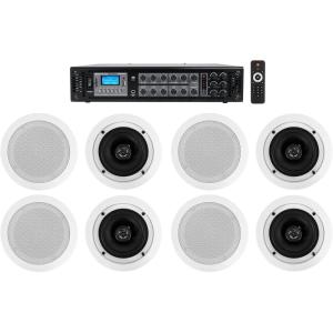 imageRockville Home Audio System8 525quot White Ceiling Speakers 4 BedroomLiving RoomBathroom