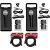 imageRockville RMCXLR Bundle 2 HighEnd Metal Handheld Wired DJ Microphones with Neodymium Magnet 2 RCXFM20EB 20Ft 100 OFC Nickel Plated XLR Cables 4Items