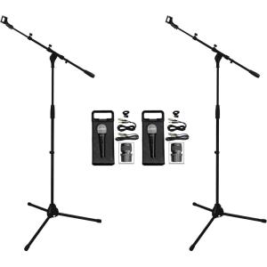 imageRockville 2 RMCXLR HighEnd Metal Handheld Wired Microphones Tripod Stand