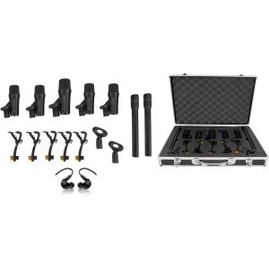 imageRockville PROD7 KIT 7 Mic Drum Kit wBass Snare Condenser Overhead Microphones Bunlde with Mackie MP120 Single Dynamic Driver Professional inEar Monitors Carry Case