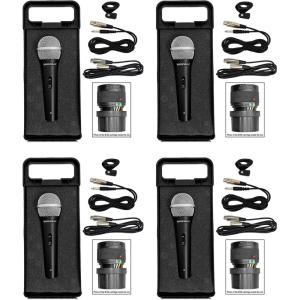 imageRockville RMCXLR Wired Dynamic Microphone Full Metal Body M56 Cartridge 2 10 Ft OFC Cables Mic Clip ampamp Case for DJs Karaoke and Live Performances 4Piece
