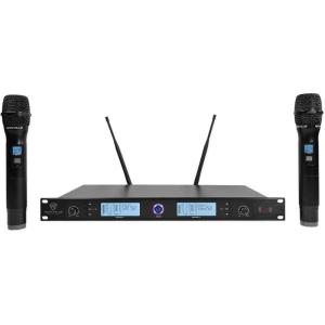 imageRockville RWM3300UA 200 Channel UHF Wireless Dual HandHeld Microphone Mic System Clear Sound Durable Build Long Range Ideal for Events