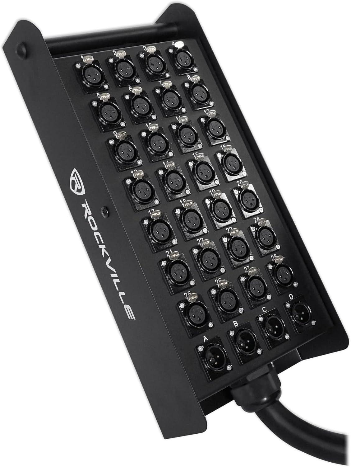 imageRockville SX32100 32 Channel XLR Snake Cable 4 Returns 100 Ft 100 OFC Durable Build Low Noise High Flexibility for Live Sound and Studio Recording