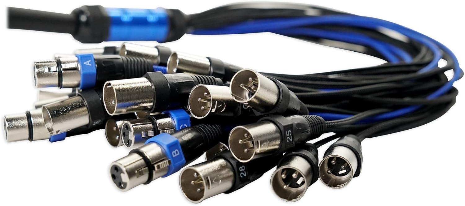 imageRockville SX32100 32 Channel XLR Snake Cable 4 Returns 100 Ft 100 OFC Durable Build Low Noise High Flexibility for Live Sound and Studio Recording