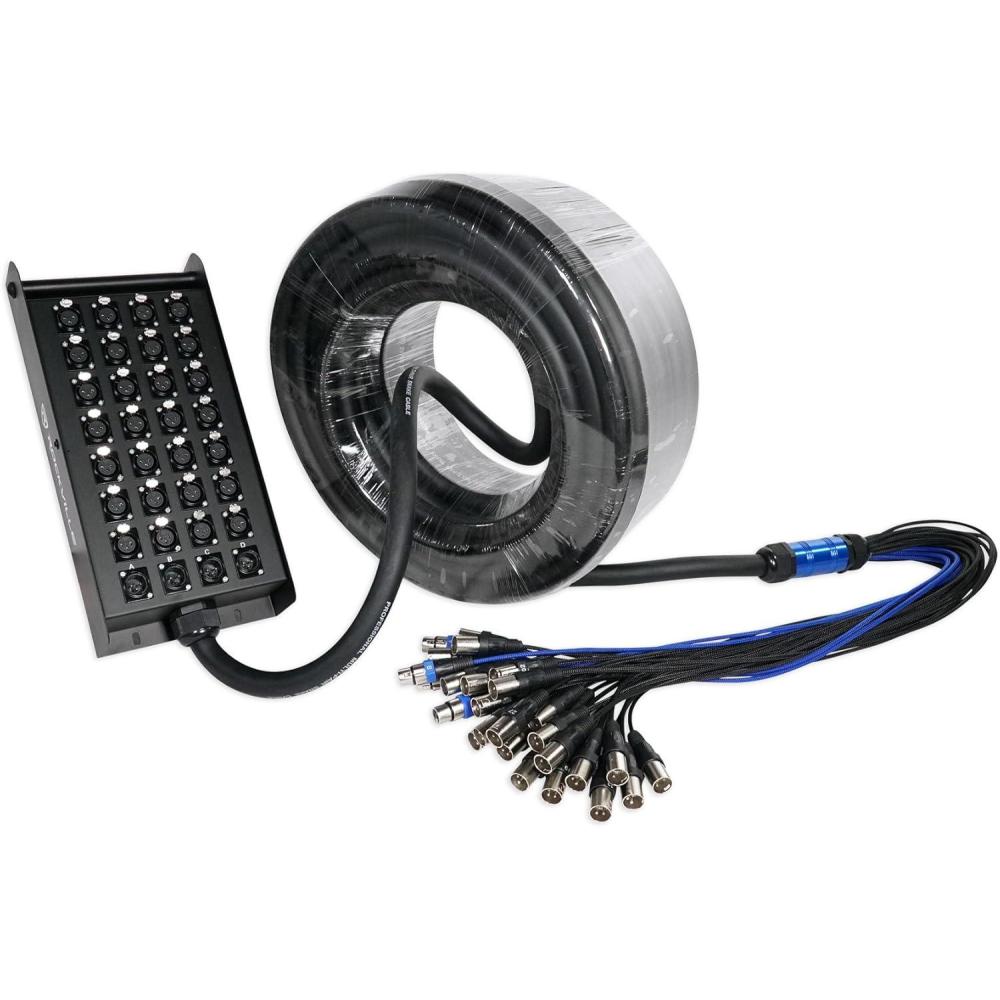 imageRockville SX32100 32 Channel XLR Snake Cable 4 Returns 100 Ft 100 OFC Durable Build Low Noise High Flexibility for Live Sound and Studio Recording