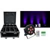 imageRockville Battery PAR Pack 6RF Black LED Wash Lights 36W Each 8 Rechargeable RGBWAUV RF Remote Wireless DMX Charging Case Portable for DJs and Event LightingBlack