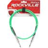 imageRockville RCGT3G 3ft 14 TS to 14 TS Instrument Guitar Cable 24 AWG 100 Copper NickelPlated Connectors 90 OFC Braid Shield Green