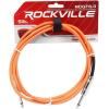 imageRockville RCGT60O 6ft 14 TS to 14 TS Instrument Cable OxygenFree Copper NickelPlated Connectors 90 OFC Braid Shield Orange for Guitar and Studio Use