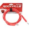 imageRockville RCTR110R 10ft 14 TRS to 14 TRS Cable 100 Copper Balanced Audio Durable PVC Jacket Red Color for Musicians and Studio Recording