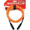 imageRockville RCXFM10PO 10ft Female to Male REAN XLR Cable OxygenFree Copper Orange PVC Jacket NoiseFree Shielding for Musicians and DJs