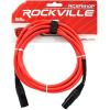 imageRockville RCXFM10PR 10ft Female to Male REAN XLR MicSpeaker Cable 100 Copper Durable PVC Jacket Red Color for Musicians and DJs