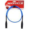 imageRockville RCXFM3PBL 3ft Female to Male REAN XLR Mic Cable 100 Oxygen Free Copper Durable Strain Relief Blue High Signal Clarity for Musicians and PodcastersBlue