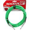 imageRockville RCGT20G Instrument Cable 20 Ft Green 14 TS to 14 TS 100 Copper Shielded Perfect for Guitar Live Performances and Studio Use