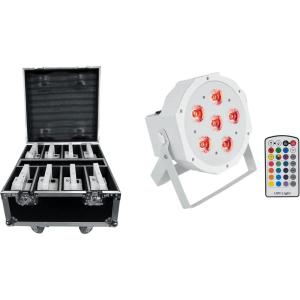 imageRockville Battery PAR Pack 6RF Black LED Wash Lights 36W Each 8 Rechargeable RGBWAUV RF Remote Wireless DMX Charging Case Portable for DJs and Event LightingWhite