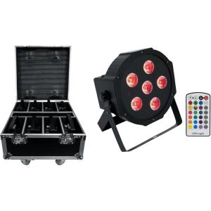 imageRockville Battery PAR Pack 6RF Black LED Wash Lights 36W Each 8 Rechargeable RGBWAUV RF Remote Wireless DMX Charging Case Portable for DJs and Event LightingBlack