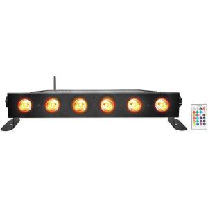 imageRockville Best Strip 60 White 36W Rechargeable Wash Light Bar 6x6W RGBWAUV LEDs Wireless DMX IRC Remote for DJs Events and Stage LightingBlack