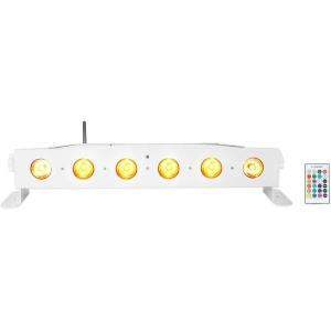 imageRockville Best Strip 60 White 36W Rechargeable Wash Light Bar 6x6W RGBWAUV LEDs Wireless DMX IRC Remote for DJs Events and Stage LightingWhite