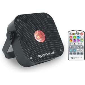 imageRockville MINI RF1 V3 White LED Wash Up Light RGBWAUV Compact App Control Remote LCD Wireless DMX Rechargeable Perfect for DJParty LightingBlack