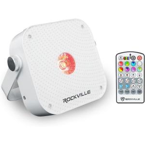 imageRockville MINI RF1 V3 White LED Wash Up Light RGBWAUV Compact App Control Remote LCD Wireless DMX Rechargeable Perfect for DJParty LightingWhite