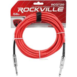 imageRockville RCGT20R Instrument Cable 20 Ft Red 14 TS to 14 TS 100 Copper Shielded Perfect for Guitar Live Performances and Studio Use