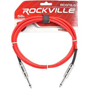 imageRockville RCGT60R 6 14 TS to 14 TS Instrument Cable 100 Copper Shielded Red Durable for Guitarists and Live Performances