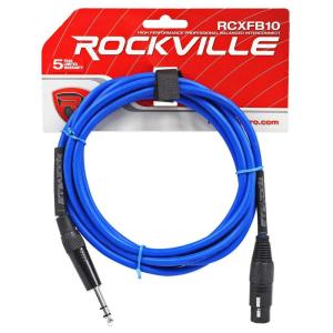 imageRockville RCXFB10G 10ft Female XLR to 14quot TRS Balanced Cable REAN Black Nickel Plated Connectors 100 Copper Flexible Green PVC Jacket for Musicians DJs and StudiosBlue