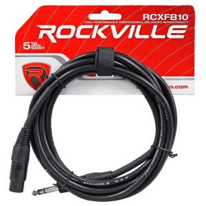 imageRockville RCXFB10G 10ft Female XLR to 14quot TRS Balanced Cable REAN Black Nickel Plated Connectors 100 Copper Flexible Green PVC Jacket for Musicians DJs and StudiosBlack
