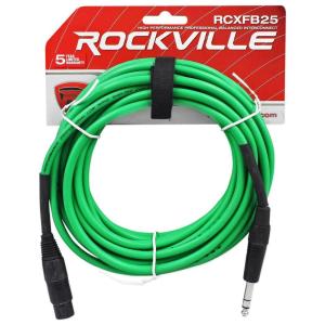 imageRockville RCXFB25BL 25ft Female REAN XLR to 14 TRS Cable 100 Copper Durable PVC Jacket Blue StudioGrade Audio Perfect for Musicians and DJsGREEN