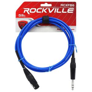 imageRockville RCXFB6BL 6ft Female XLR to 14 TRS Cable 100 Copper Durable PVC Jacket Blue Secure Connectors for Musicians and Studio RecordingBlue
