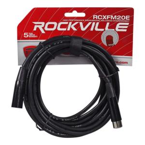 imageRockville RCXFM20EB 20ft XLR Female to Male Microphone Cable 100 Copper Shielded Design Durable PVC Jacket Flexible Length Perfect for Musicians and Studio RecordingBlack