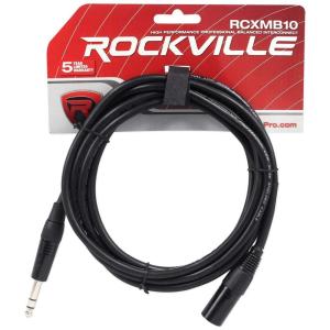 imageRockville RCXMB10BL 10ft Male REAN XLR to 14 TRS Cable 100 Copper Durable PVC Jacket Blue for Musicians and Live SoundBLACK