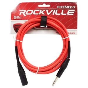 imageRockville RCXMB10BL 10ft Male REAN XLR to 14 TRS Cable 100 Copper Durable PVC Jacket Blue for Musicians and Live SoundRED
