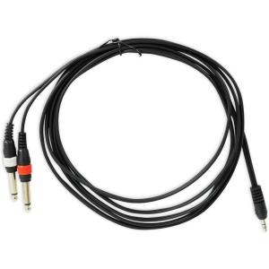 imageRockville RNDSM10B 10ft 35mm TRS to Dual 14in TS Cable 100 Copper NoiseFree Audio Durable Build Flexible Design for Musicians and Home Studios