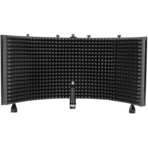 imageRockville ROCKSHIELD 3 Studio Mic Isolation Shield 2quot Acoustic Foam 5 Panels Vented Back Desktop ampamp Stand Mountable for Recording ampamp Podcasting