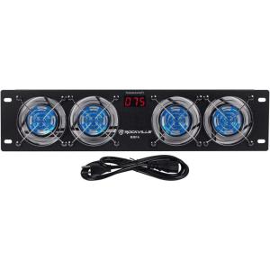 imageRockville RRF4 19Inch Rack Mount 4Fan Cooling System LED Temperature Display Durable Steel Build for AudioVideo Racks and Home Theater Systems