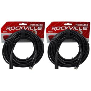 imageRockville 2 RDX3M50 50 Foot 3 Pin DMX Lighting Cables 100 OFC Female to Male