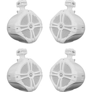 imageRockville 4 RWB90W White 8quot 300w Marine Wakeboard 360 Swivel Tower Speakers