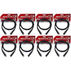 imageRockville 8 RDX3M5 5 Foot 3 Pin DMX Lighting Cables 100 Copper Female to Male