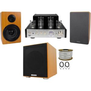 imageRockville BluTube Bluetooth Tube Amplifier65quot Wood Bookshelf Speakers8quot Sub