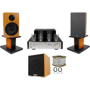 imageRockville BluTube Bluetooth Tube AmplifierWood Bookshelf SpeakersStandsSub