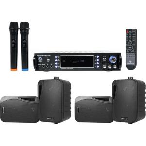 imageRockville Hybrid Bluetooth Karaoke Home Theater System and 4 4quot Speakers2 Mics