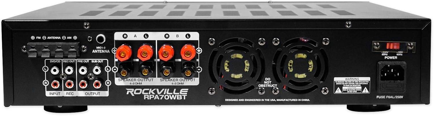 imageRockvilIe RPA70WBT 1000w 2 Channel Rack DJ AmplifierMixerwBluetoothUSBMics