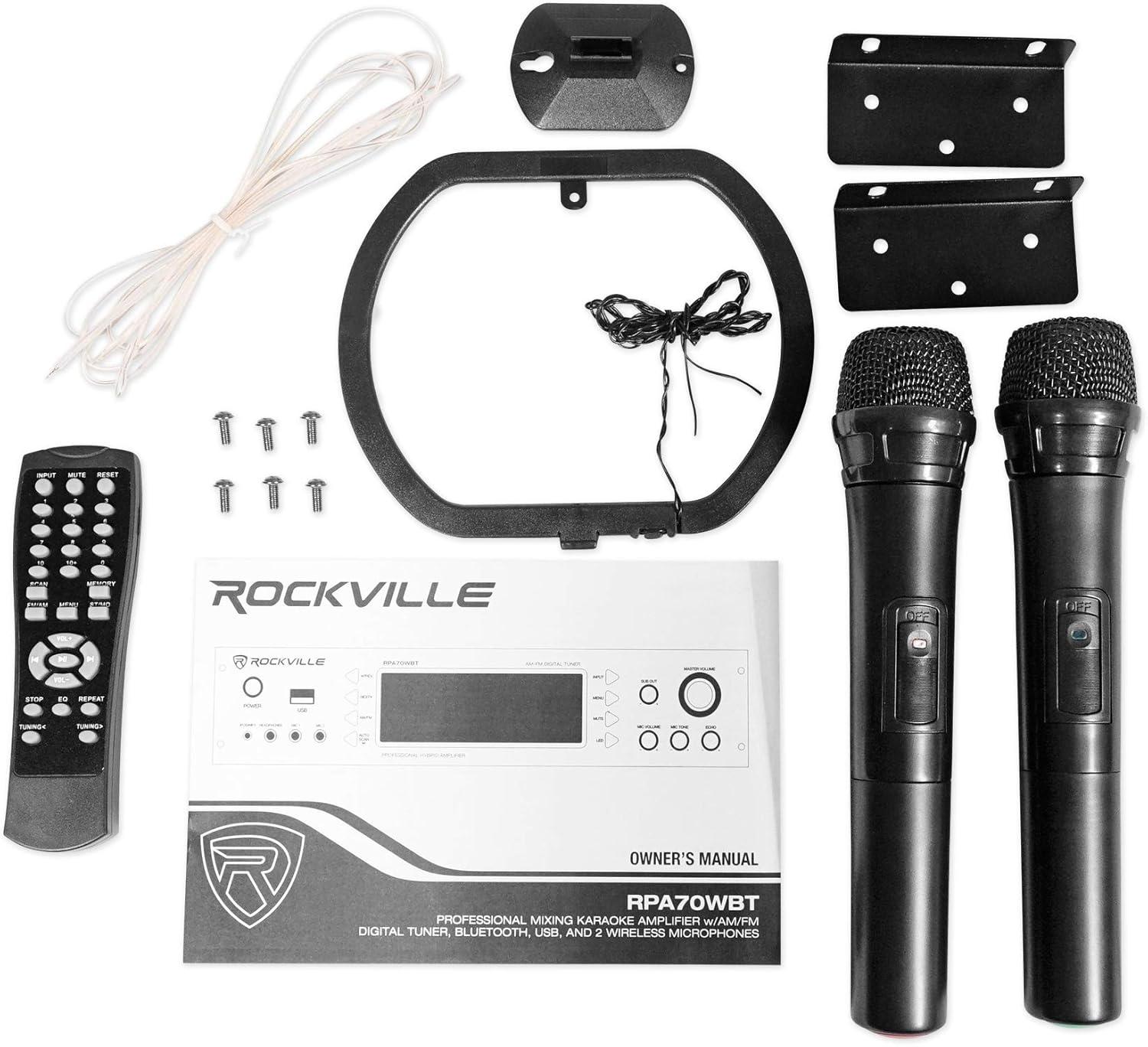 imageRockvilIe RPA70WBT 1000w 2 Channel Rack DJ AmplifierMixerwBluetoothUSBMics