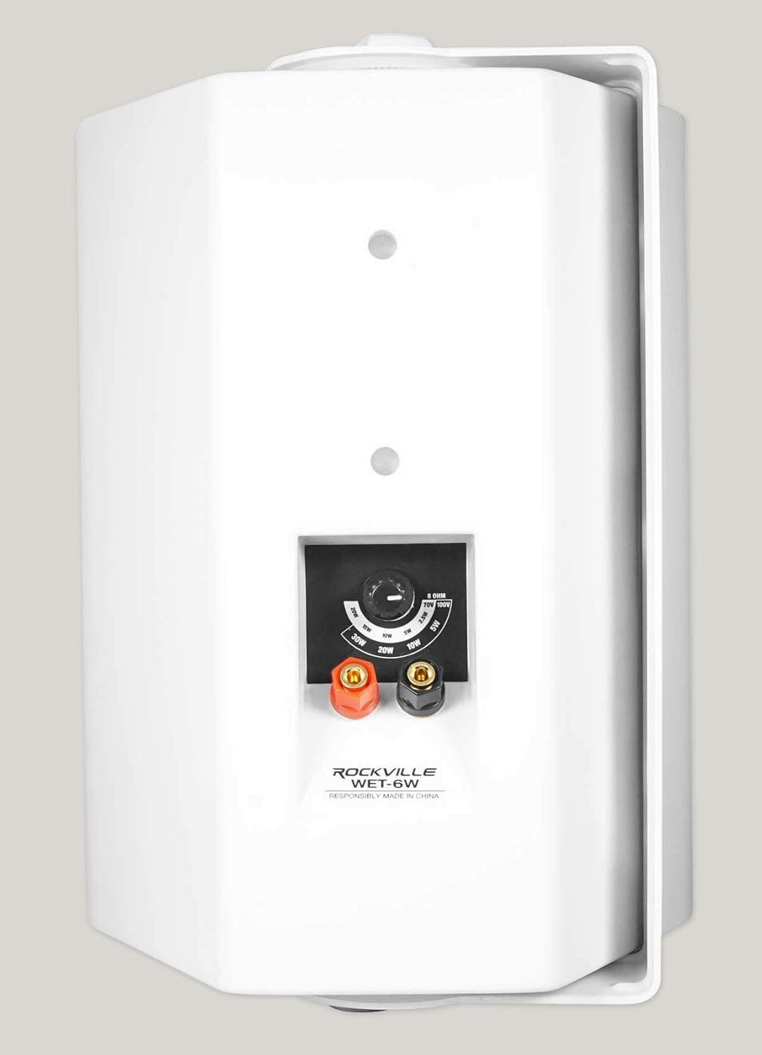 imageRockville 10 WET6W 70V 65quot IPX55 White Commercial IndoorOutdoor Wall Speakers