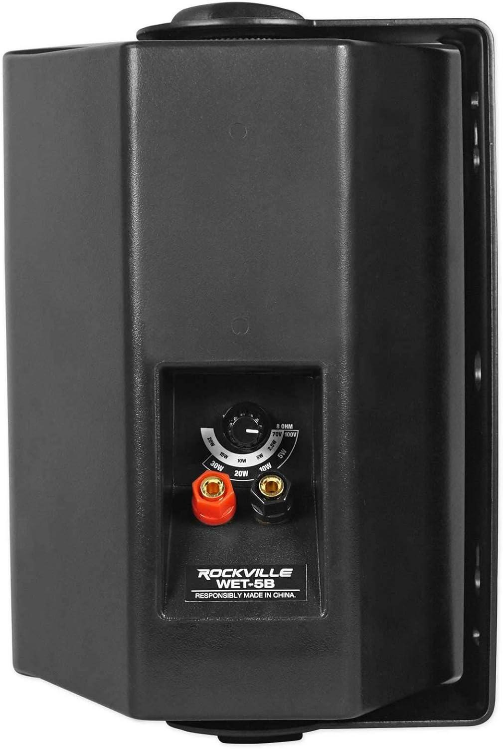 imageRockville 12 WET5B 70V 525quot IPX55 Black Commercial IndoorOutdoor Wall Speakers