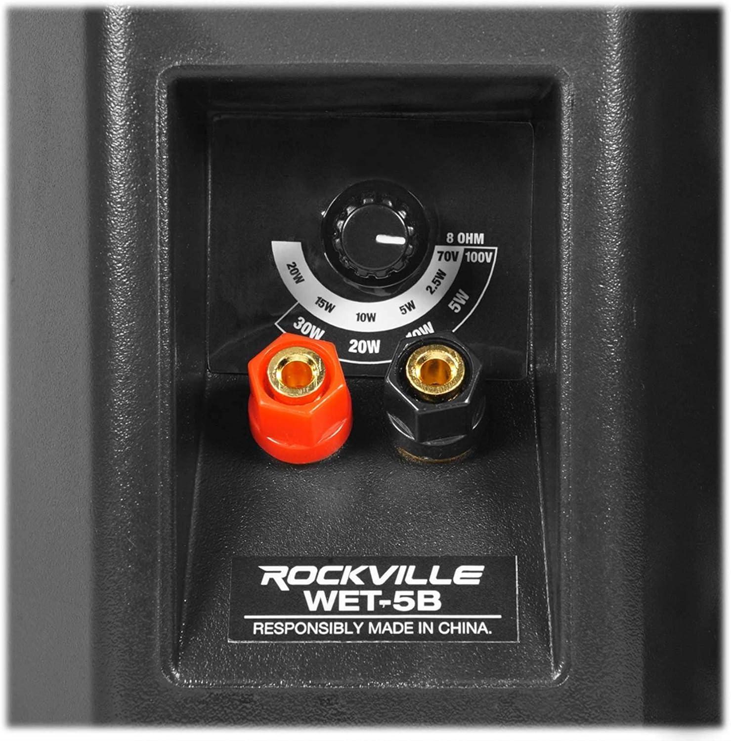 imageRockville 12 WET5B 70V 525quot IPX55 Black Commercial IndoorOutdoor Wall Speakers