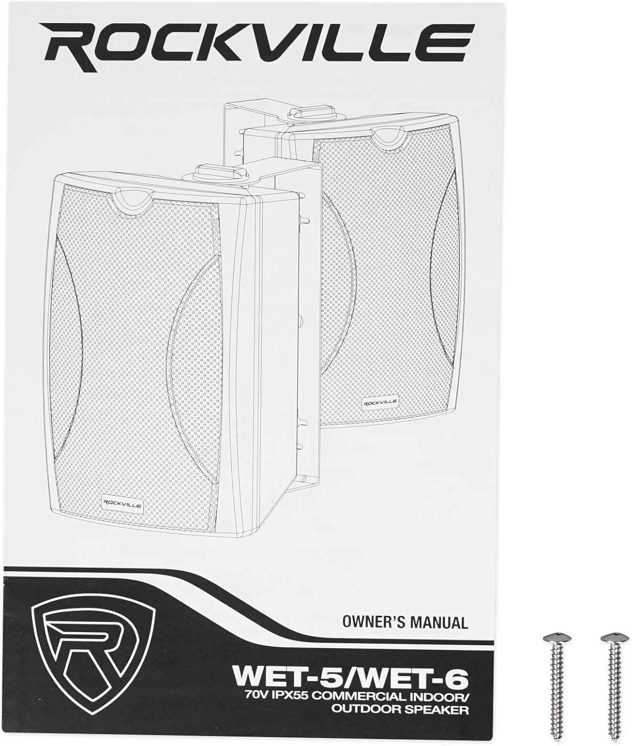 imageRockville 12 WET5B 70V 525quot IPX55 Black Commercial IndoorOutdoor Wall Speakers